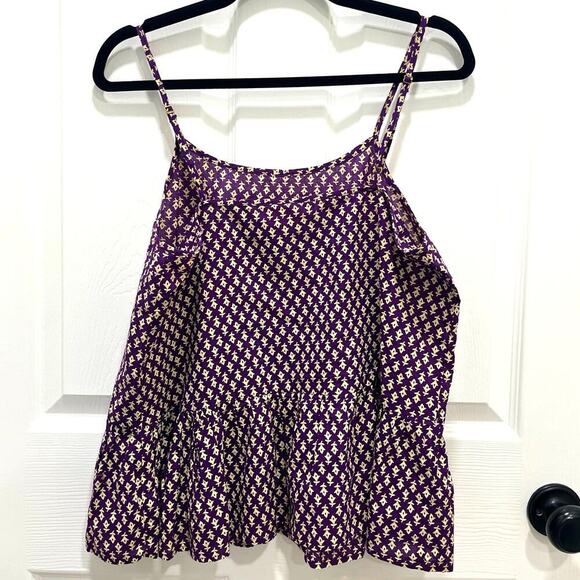 Natural Life | Lily Top Medium Vibrant Purple Block Print Peplum Swing Tank Boho - Picture 6 of 10